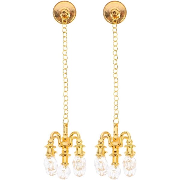 Set mit 2 goldenen Deckenlampen für Miniatur-Puppenhäuser im Maßstab 1:12