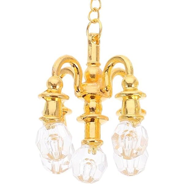 Set mit 2 goldenen Deckenlampen für Miniatur-Puppenhäuser im Maßstab 1:12