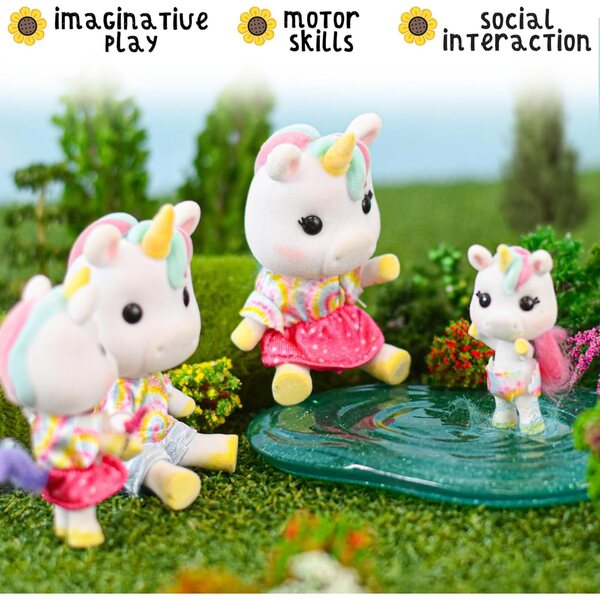 Sunny Days Entertainment Daydreamers Family Einhorn – 4 Miniaturpuppen für kreatives Spielen