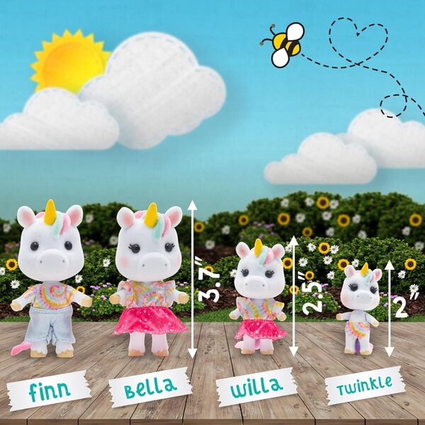 Sunny Days Entertainment Daydreamers Family Einhorn – 4 Miniaturpuppen für kreatives Spielen
