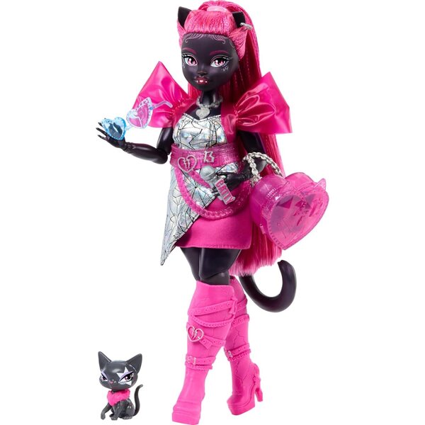 Panenka Monster High Catty Noir s kočkou amuletou a hudebními doplňky