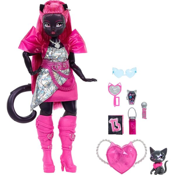 Monster High Catty Noir Puppe mit Amulettkatze und Musikzubehör