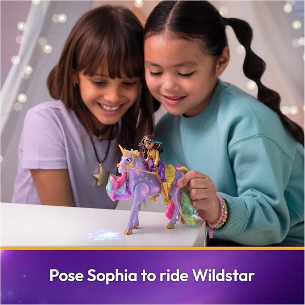 Unicorn Academy Sophia und Light Magic Wildstar mit Regenbogen-Lichteffekten und Zubehör