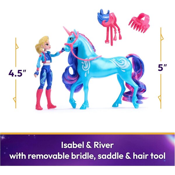 Unicorn Academy Isabel & River Set mit Zubehör und Kamm, Einhornspielzeug für Mädchen ab 4 Jahren