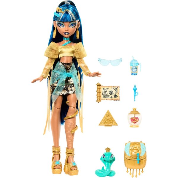 Monster High Cleo De Nile Puppe mit Cobra Hissette und Zubehörgeschenken