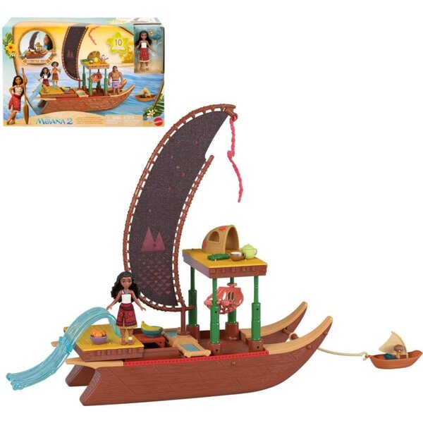 Mattel Disney Moana 2 Spillset mat schwiewende Kanuen a 6 Spillberäicher - 10 Accessoiren