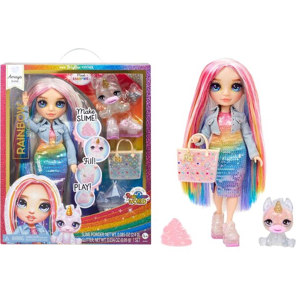Rainbow High Amaya mit Schleimset, magischem Tier und anpassbarem Zubehör, 27,9 cm