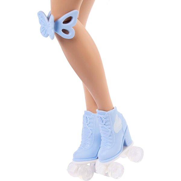 Barbie Malibu avec patins et accessoires de maquillage – Poupée articulée aux cheveux blonds