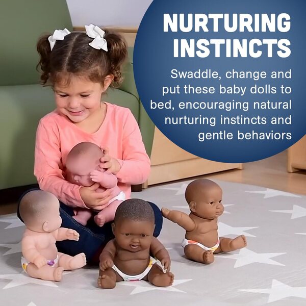 10-Zoll-multikulturelle Babypuppen – Set mit 4 Babys inklusive Windeln