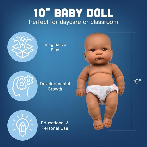 10-Zoll-multikulturelle Babypuppen – Set mit 4 Babys inklusive Windeln