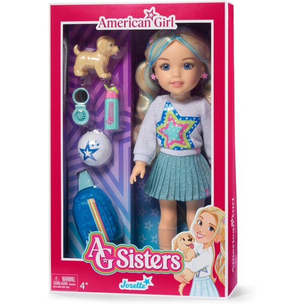 Americká panenka Jozette, 37 cm, s modrýma očima a vlnitými blond vlasy