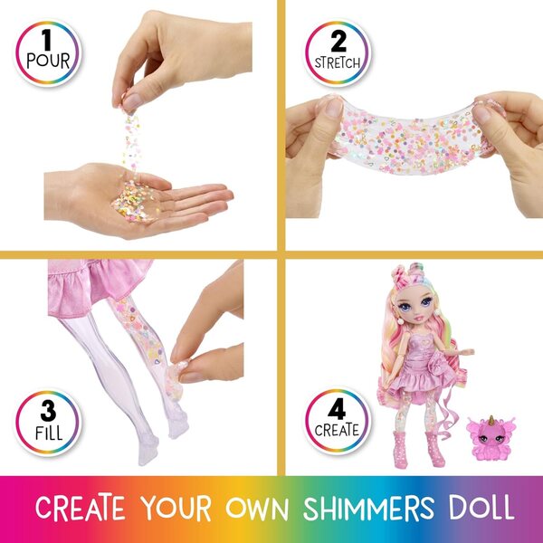 Rainbow High Bella Pink 11 Zoll mit Schleimset und magischem Tier – Erstellen Sie Ihre eigene Regenbogenpuppe
