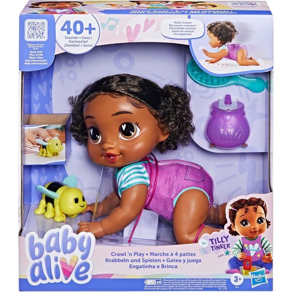 Baby Alive Crawl 'n Play Tilly Tinker: ηλεκτρονική κούκλα σέρνεται με ήχους και αξεσουάρ