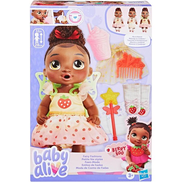 Baby Alive Fairy Fashions Berry Boo : poupée de 28 cm avec vêtements et accessoires magiques