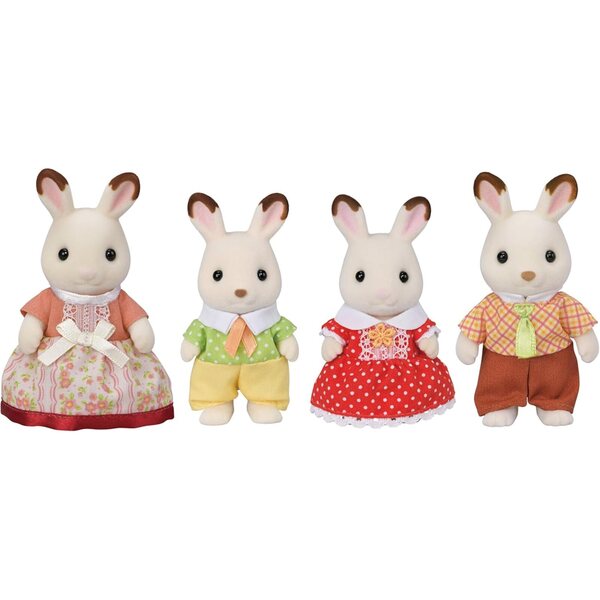 Calico Critters Chocolate Rabbit Family, Set of 4 Collectible Doll Figures