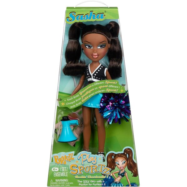 Bratz Play Sportz Sasha, poupée pom-pom girl avec accessoires de sport et tenue tendance
