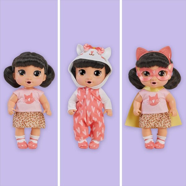 Baby Alive Super BFF Katie Kat Doll 28 cm mat Superheld Kleeder an Accessoiren