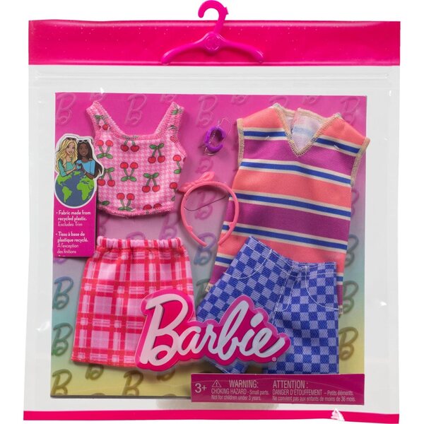 Súprava oblečenia s motívom Barbie a Ken Cherry s 2 kompletnými vzhľadmi a doplnkami