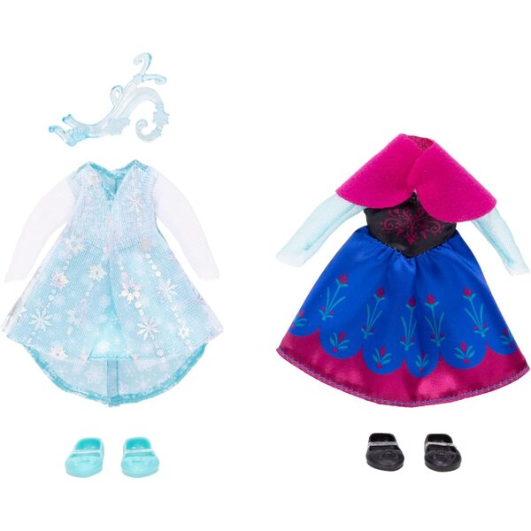 Disney Frozen Anna & Elsa Kleidungsset mit Zubehör, Spielen und Abenteuern, 15,2 cm