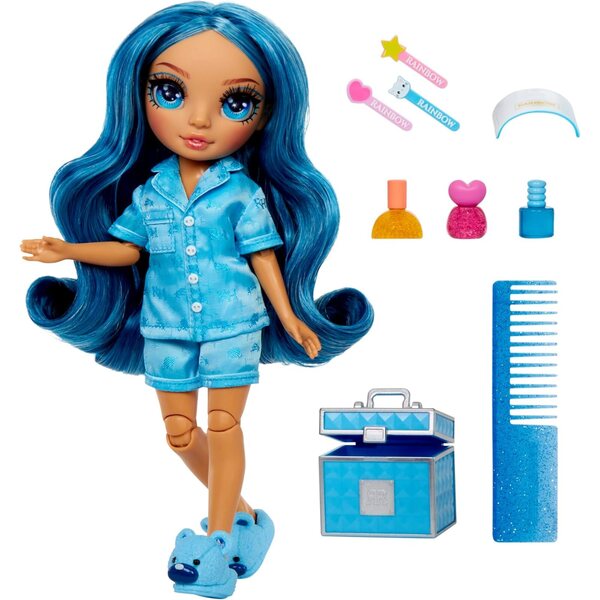 Rainbow High Jr. Skyler 9-Zoll-Puppe mit Pyjama, Nagelzubehör und blauen Schuhen