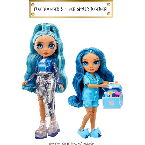 Rainbow High Jr. Skyler 9-Zoll-Puppe mit Pyjama, Nagelzubehör und blauen Schuhen