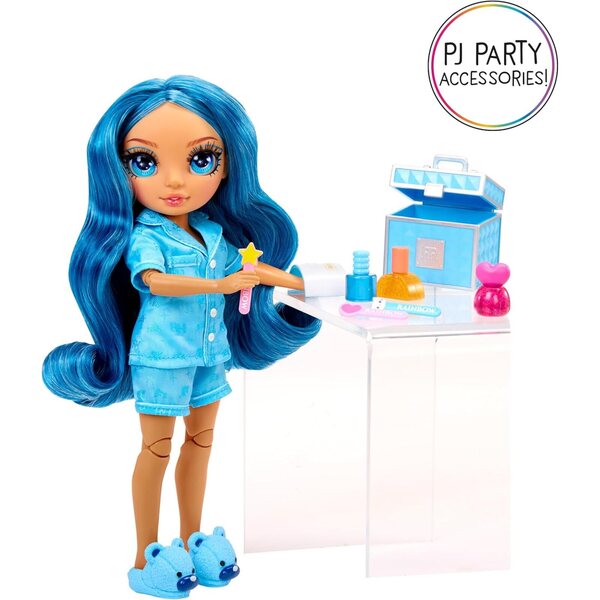 Rainbow High Jr. Skyler 9-Zoll-Puppe mit Pyjama, Nagelzubehör und blauen Schuhen