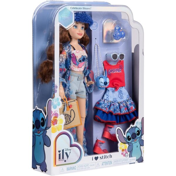 Disney Ily 4EVER Stitch Puppe 29 cm mit zwei Outfits und Mickey-Glitzerring