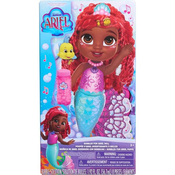 Lalka Ariel Disney Junior z bąbelkami i dodatkami, gra dla dzieci w wieku powyżej 3 lat