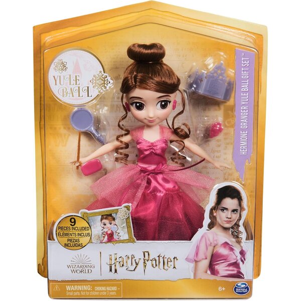 Puppe Hermine Granger 20 cm mit Weihnachtsballkleid und 9 Harry Potter-Accessoires