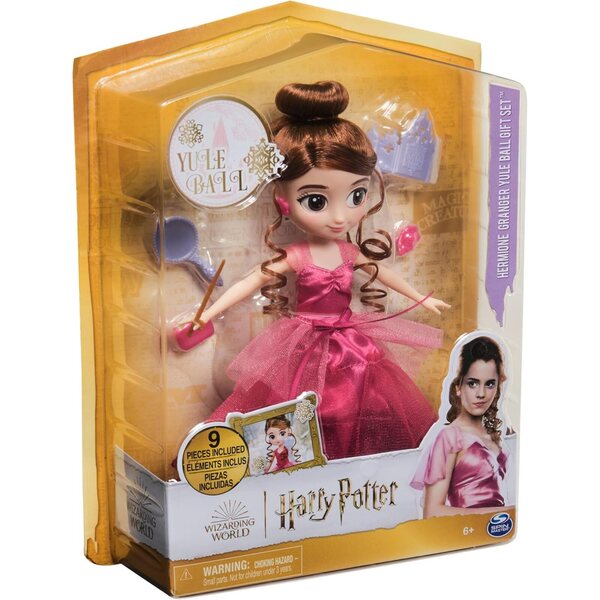 Puppe Hermine Granger 20 cm mit Weihnachtsballkleid und 9 Harry Potter-Accessoires