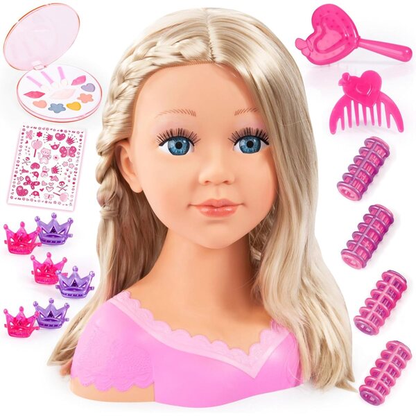 Charlene Super Model Blonde Coiffures Tête avec Maquillage et Accessoires