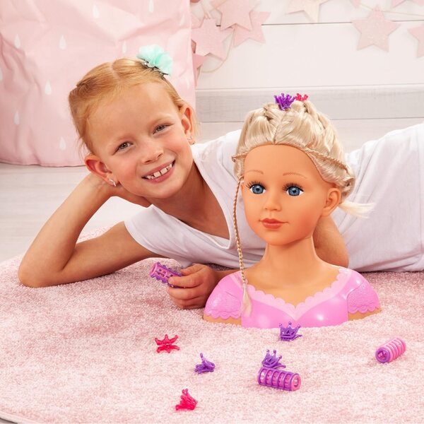 Charlene Super Model Blonde Frisuren Kopf mit Make-up und Accessoires