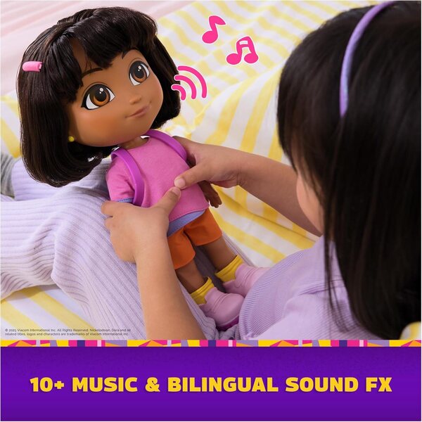 Poupée interactive Dora de 30 cm avec musique, phrases bilingues et accessoires inclus