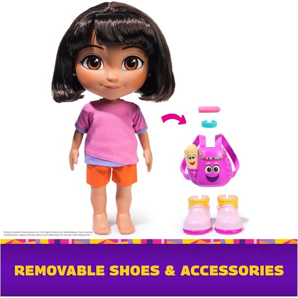 Poupée interactive Dora de 30 cm avec musique, phrases bilingues et accessoires inclus