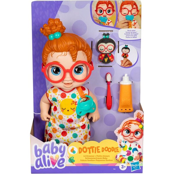 Baby Alive Dottie Doodle Puppe 28 cm mit Schlafzubehör und Rollenspiel