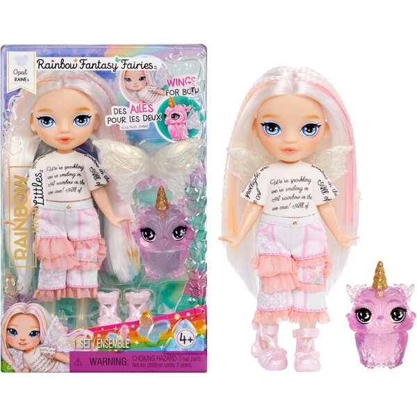 Rainbow High Littles Opal Fairy met verwisselbare vleugels en magische uil huisdier 5,5"