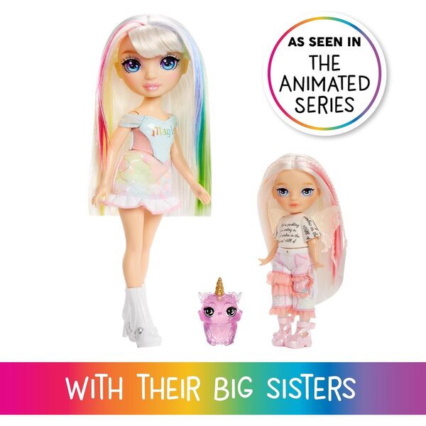 Rainbow High Littles Opal-Fee mit austauschbaren Flügeln und magischem Eulen-Haustier, 14 cm