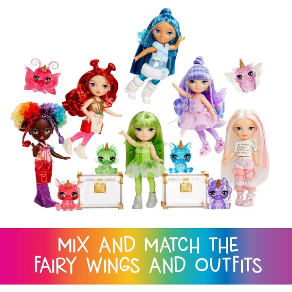 Rainbow High Littles Opal-Fee mit austauschbaren Flügeln und magischem Eulen-Haustier, 14 cm