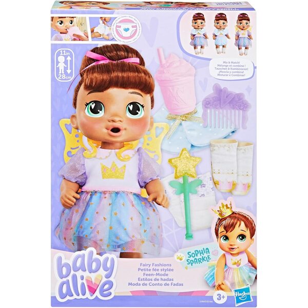 Baby Alive Sophia Sparkle Fairy Doll με ρούχα και αξεσουάρ, 28 cm, παιχνίδι 3+
