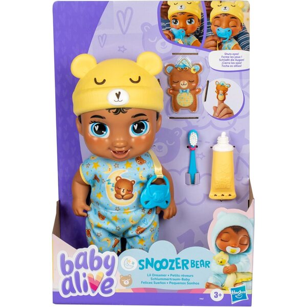 Baby Alive Lil Dreamer Snoozer Bear Sleep Doll με αξεσουάρ παιχνιδιού για παιδιά 3+