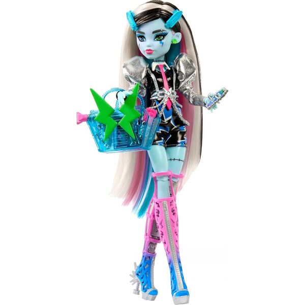 Monster High Frankie Stein Rockstar s příslušenstvím a hudebním nástrojem