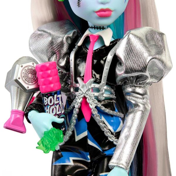 Monster High Frankie Stein Rockstar s příslušenstvím a hudebním nástrojem