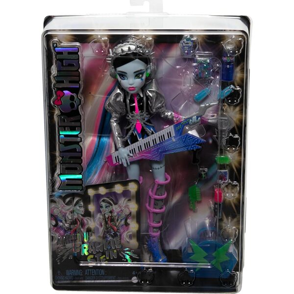 Monster High Frankie Stein Rockstar s příslušenstvím a hudebním nástrojem