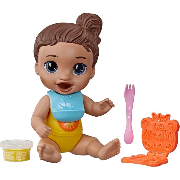 Baby Alive Dinnertime Creations, Brown Hair Doll with Play Food Accessories, 11 inches, Toys for 3+ Year Old Girls and Boys