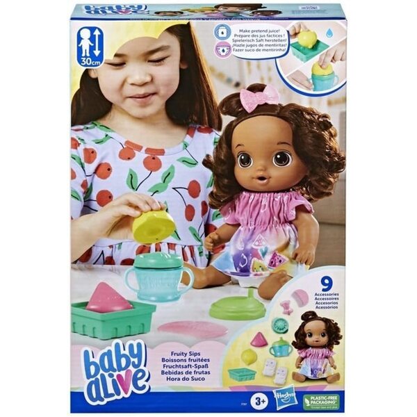 Baby Alive Fruity Sips: Κούκλα με χυμό και αξεσουάρ, παιχνίδι ρόλων 3+ ετών