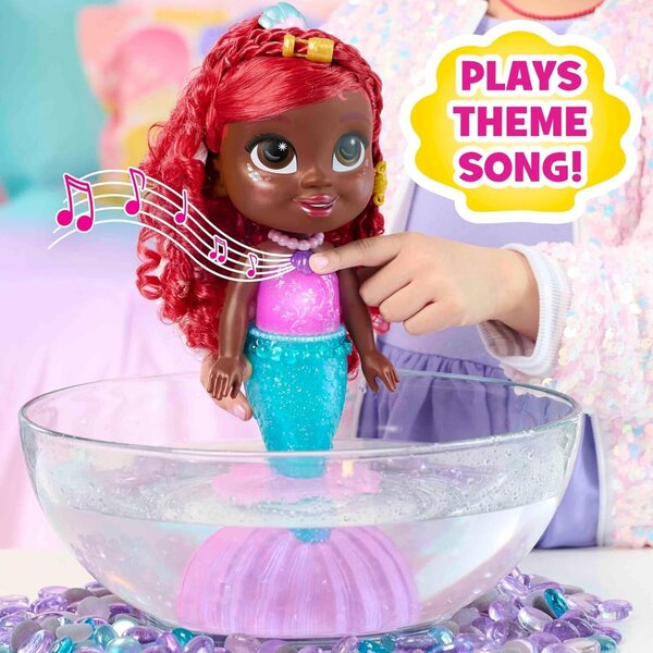 Ariel Disney Junior Splash & Glow Puppe mit Lichtern, Geräuschen und Zubehör, 11,5 Zoll