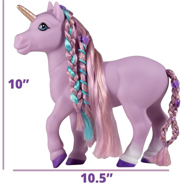 Unicórnio Iris Breyer Mane Beauty com longa juba roxa e acessórios de estilo