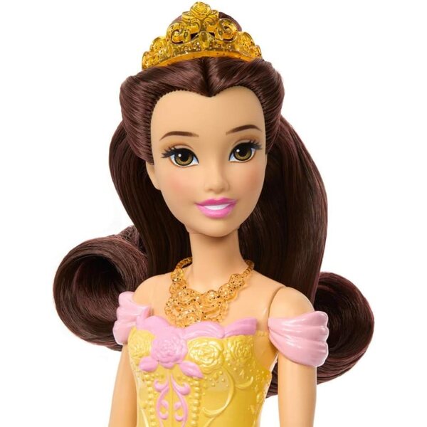 Mattel Disney Princess Belle 2-i-1 docka med 9 tillbehör och 2 utseenden