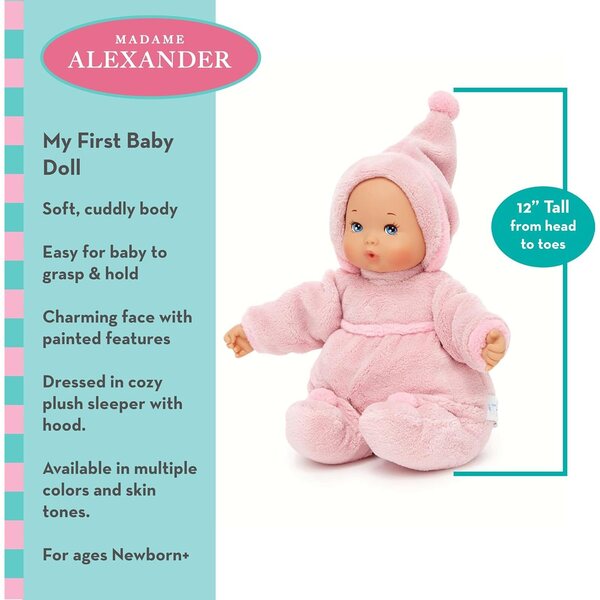 Panenka Madame Alexander My First Baby Panenka 12 palců s růžovým onesiem a měkkým tělem