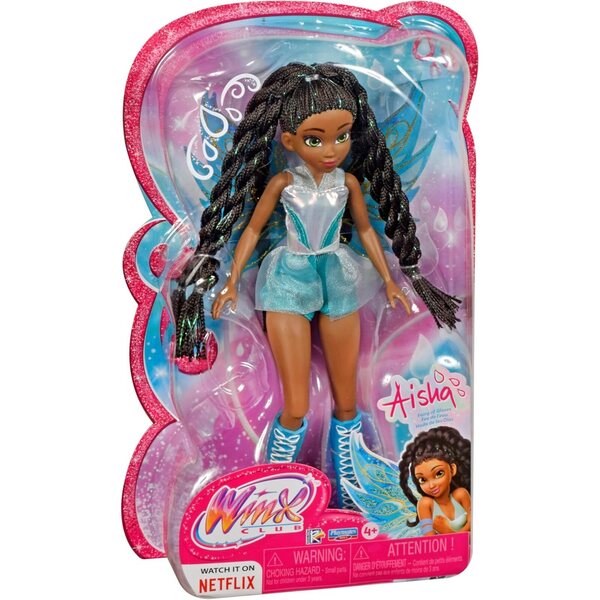 Winx Club Aisha Feenpuppe mit abnehmbaren Flügeln und glitzerndem, sportlichem Look